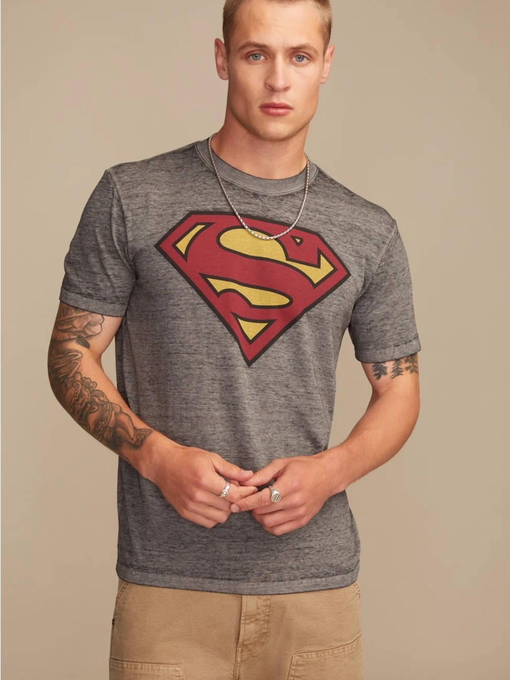☘️Lucky Brand/DC☘️ Short Sleeve Gray Tee with Superman Logo☘️ NWT